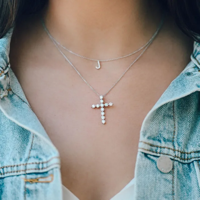 Shared Prong Cross Necklace Happy Jewelers Necklaces