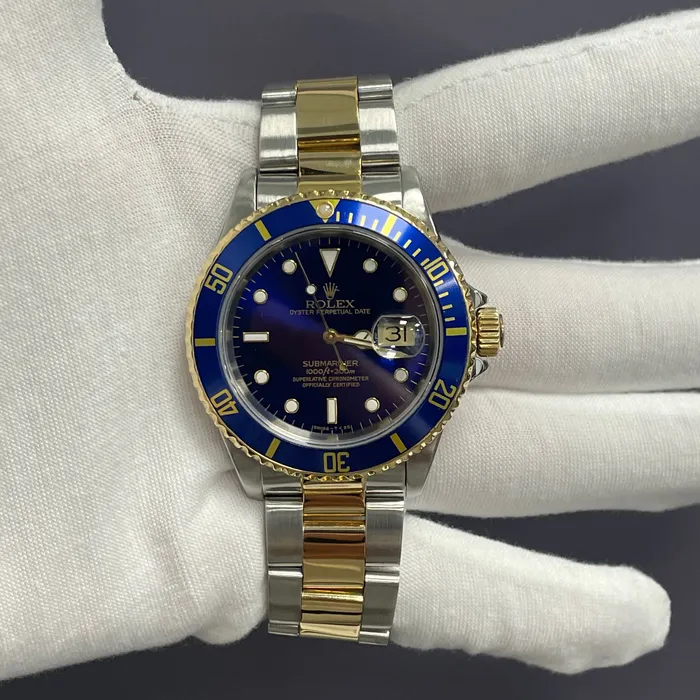 Watches Happy Jewelers Rolex Submariner 40mm Blue Dial Watch Ref 16613